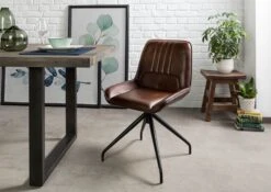 IRON LABEL #110 Sedia In Vera Pelle - Marrone 49x56x83