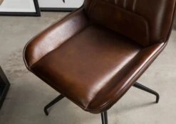 IRON LABEL #110 Sedia In Vera Pelle - Marrone 49x56x83 -Massivmoebel24 09 151 890 1010 6