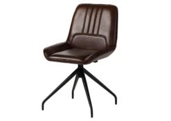 IRON LABEL #110 Sedia In Vera Pelle - Marrone 49x56x83 -Massivmoebel24 09 151 890 1010 9