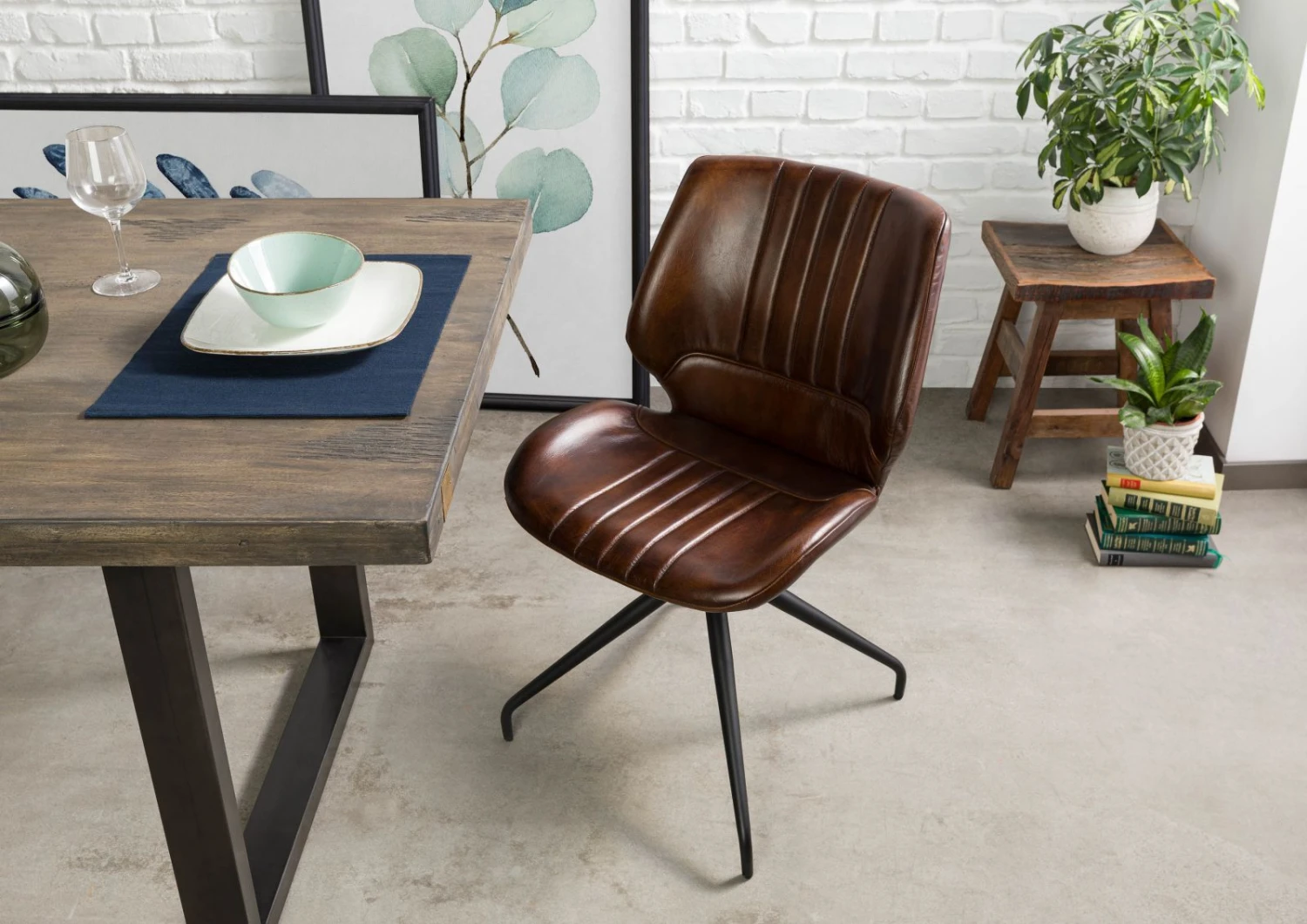 IRON LABEL #111 Set Da 2 Sedie In Vera Pelle - Marrone 51x61x84 4 IRON LABEL #111 Set Da 2 Sedie In Vera Pelle - Marrone 51x61x84 - immagine 2