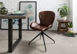 IRON LABEL #112 Sedia In Vera Pelle - Marrone 61x52x86