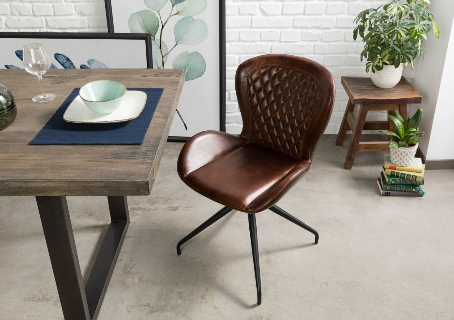 IRON LABEL #112 Sedia In Vera Pelle - Marrone 61x52x86 4 IRON LABEL #112 Sedia In Vera Pelle - Marrone 61x52x86 - immagine 2