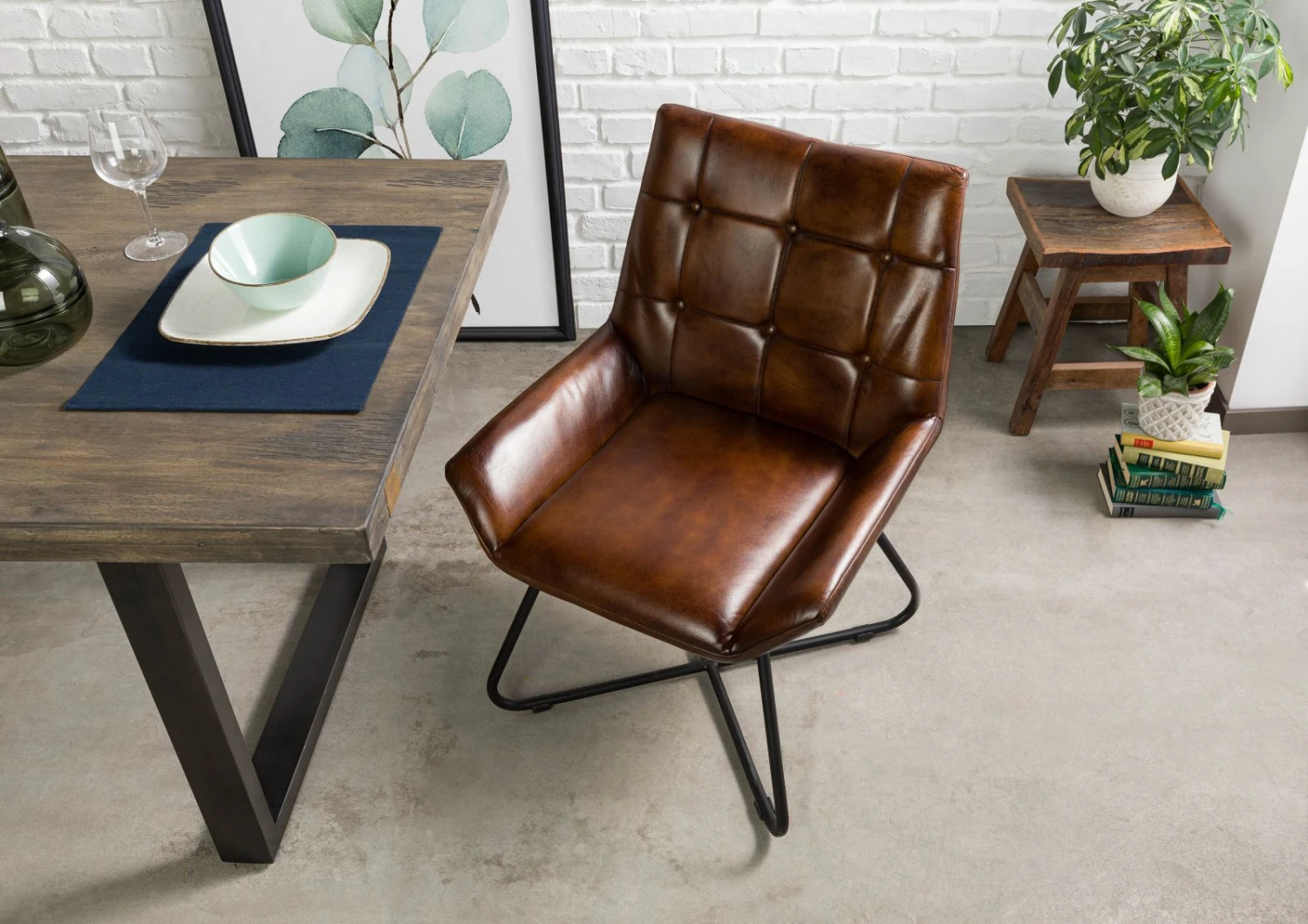 IRON LABEL #113 Sedia In Vera Pelle - Marrone 60x67x86 4 IRON LABEL #113 Sedia In Vera Pelle - Marrone 60x67x86 - immagine 2