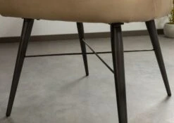 Sedia In Vera Pelle 55x62x84 Beige IRON LABEL #130 -Massivmoebel24 09 151 890 1030 05