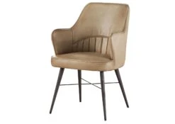 Sedia In Vera Pelle 55x62x84 Beige IRON LABEL #130