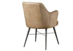 Sedia In Vera Pelle 55x62x84 Beige IRON LABEL #130 -Massivmoebel24 09 151 890 1030 10