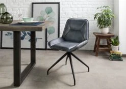 IRON LABEL #508 Sedia In Vera Pelle - Blu 49x56x83