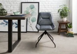 IRON LABEL #508 Sedia In Vera Pelle - Blu 49x56x83 -Massivmoebel24 09 151 890 5008 3