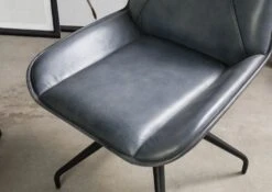 IRON LABEL #508 Sedia In Vera Pelle - Blu 49x56x83 -Massivmoebel24 09 151 890 5008 6