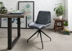 IRON LABEL #509 Sedia In Vera Pelle - Blu 49x56x83