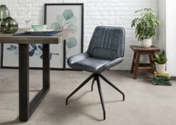 IRON LABEL #510 Sedia In Vera Pelle - Blu 49x56x83