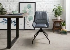 IRON LABEL #510 Sedia In Vera Pelle - Blu 49x56x83 -Massivmoebel24 09 151 890 5010 3