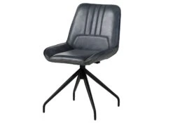 IRON LABEL #510 Sedia In Vera Pelle - Blu 49x56x83 -Massivmoebel24 09 151 890 5010 9