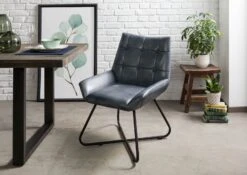 IRON LABEL #513 Sedia In Vera Pelle - Blu 60x67x86