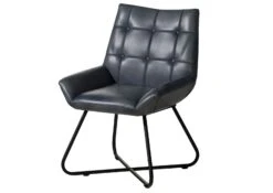 IRON LABEL #513 Sedia In Vera Pelle - Blu 60x67x86 -Massivmoebel24 09 151 890 5013 9