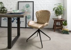 IRON LABEL #612 Set Da 2 Sedie In Vera Pelle - Beige 61x52x86