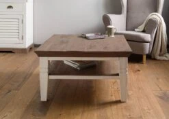 Tavolo Da Salotto In Legno Di Mango 85x85x45 Laccato Bianco TOULOUSE #112