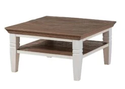 Tavolo Da Salotto In Legno Di Mango 85x85x45 Laccato Bianco TOULOUSE #112 -Massivmoebel24 09 200 188 1012 10