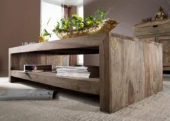 Tavolino Da Salotto In Legno Di Sheesham / Palissandro 135x70x36 Grigio Scuro Oliato NATURE GREY #11 -Massivmoebel24 09 200 550 0011 3