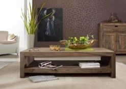 Tavolino Da Salotto In Legno Di Sheesham / Palissandro 135x70x36 Grigio Scuro Oliato NATURE GREY #11 -Massivmoebel24 09 200 550 0011 4