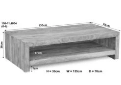 Tavolino Da Salotto In Legno Di Sheesham / Palissandro 135x70x36 Grigio Scuro Oliato NATURE GREY #11 -Massivmoebel24 09 200 550 0011 8