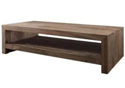 Tavolino Da Salotto In Legno Di Sheesham / Palissandro 135x70x36 Grigio Scuro Oliato NATURE GREY #11 -Massivmoebel24 09 200 550 0011 9