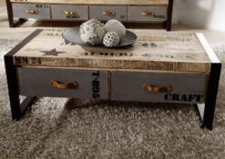 Tavolino Da Salotto In Legno Di Mango 115x60x40 Mango Naturale Stampato FACTORY #128