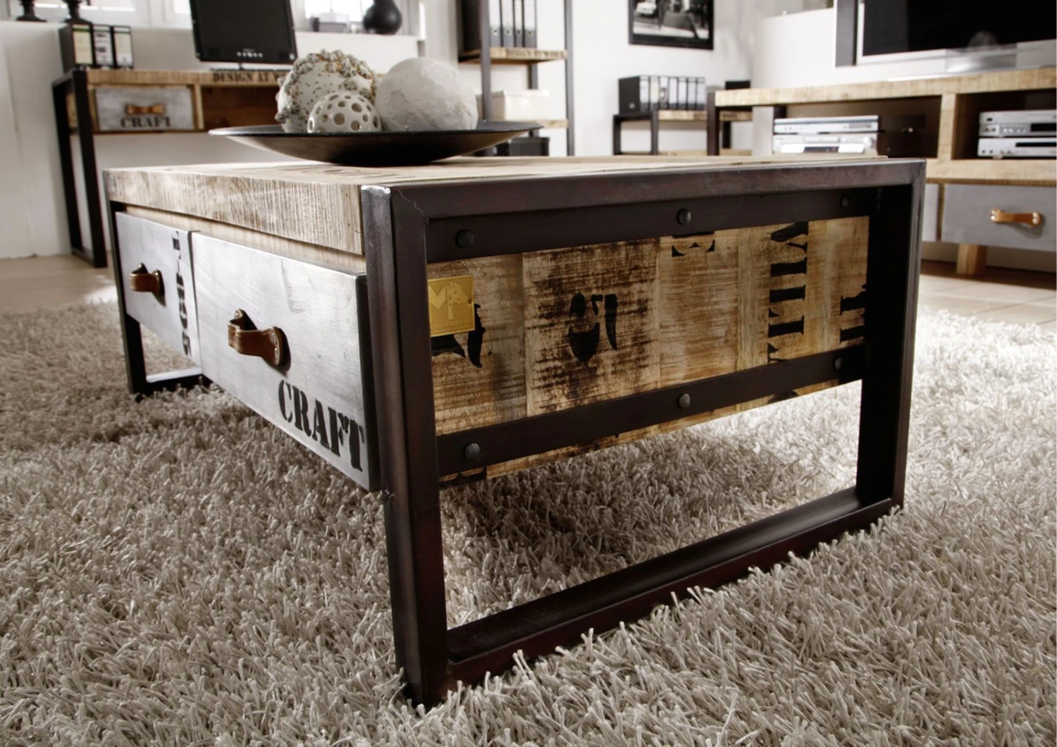 Tavolino Da Salotto In Legno Di Mango 115x60x40 Mango Naturale Stampato FACTORY #128 4 Tavolino Da Salotto In Legno Di Mango 115x60x40 Mango Naturale Stampato FACTORY #128 - immagine 2