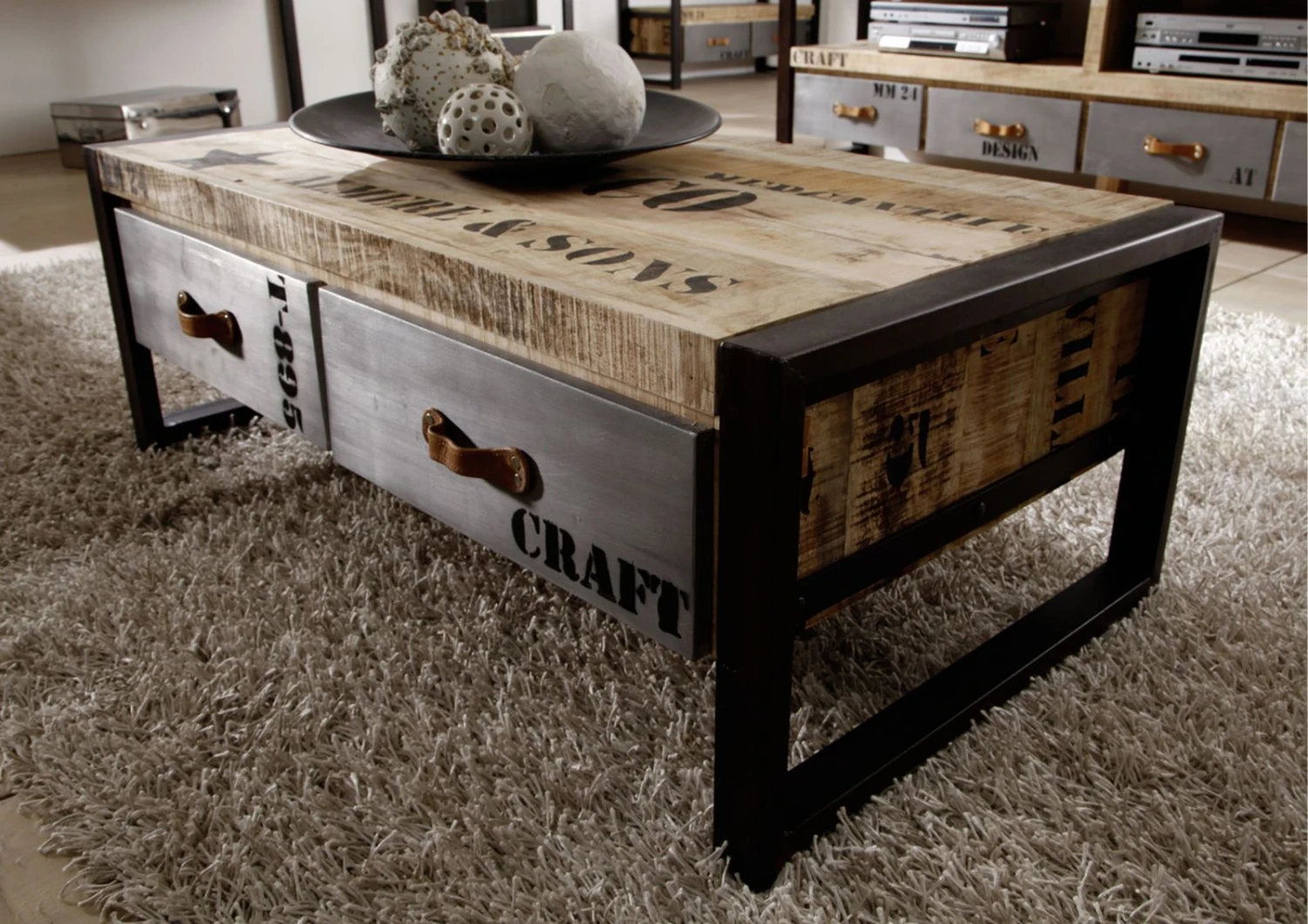 Tavolino Da Salotto In Legno Di Mango 115x60x40 Mango Naturale Stampato FACTORY #128 5 Tavolino Da Salotto In Legno Di Mango 115x60x40 Mango Naturale Stampato FACTORY #128 - immagine 3