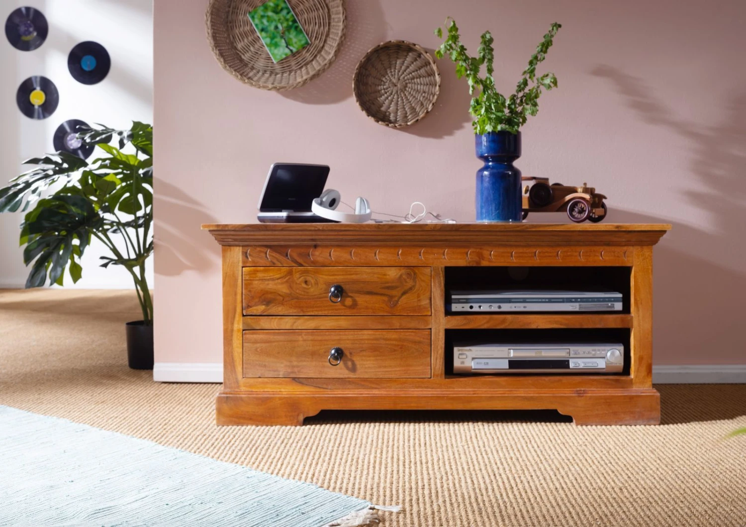 Mobile TV In Legno Di Acacia 115x48x50 Miele Dorato Laccato OXFORD #0317 5 Mobile TV In Legno Di Acacia 115x48x50 Miele Dorato Laccato OXFORD #0317 - immagine 3