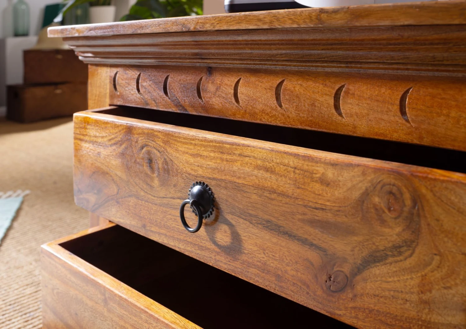 Mobile TV In Legno Di Acacia 115x48x50 Miele Dorato Laccato OXFORD #0317 6 Mobile TV In Legno Di Acacia 115x48x50 Miele Dorato Laccato OXFORD #0317 - immagine 4