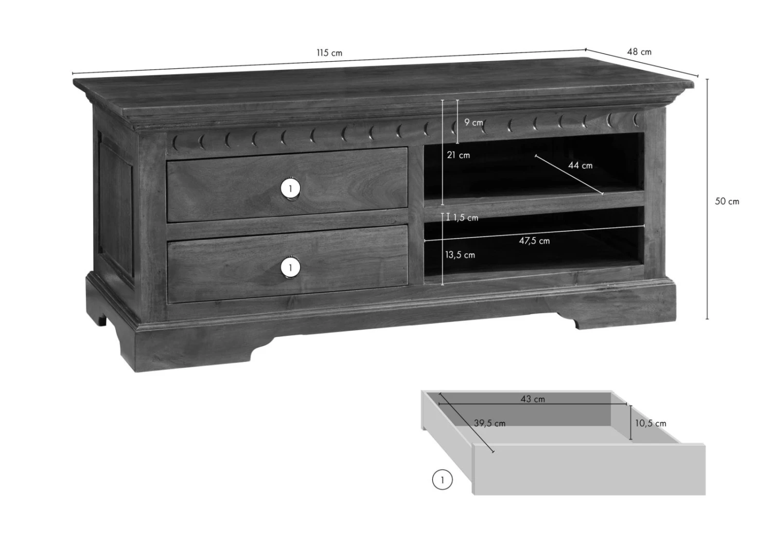 Mobile TV In Legno Di Acacia 115x48x50 Miele Dorato Laccato OXFORD #0317 9 Mobile TV In Legno Di Acacia 115x48x50 Miele Dorato Laccato OXFORD #0317 - immagine 7