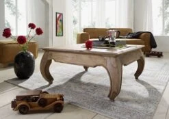 Tavolino Da Salotto In Legno Di Sheesham / Palissandro 60x60x40 Marrone Laccato OPIUM #630 -Massivmoebel24 09 200 640 0008 10