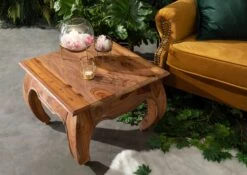 Tavolino Da Salotto In Legno Di Sheesham / Palissandro 60x60x40 Marrone Laccato OPIUM #630 -Massivmoebel24 09 200 640 0008 2