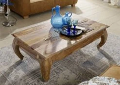 Tavolino Da Salotto In Legno Di Sheesham / Palissandro 130x75x40 Marrone Laccato OPIUM #632 -Massivmoebel24 09 200 640 0010 3