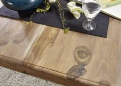 Tavolino Da Salotto In Legno Di Sheesham / Palissandro 120x120x40 Marrone Laccato OPIUM #633 -Massivmoebel24 09 200 640 0011 04