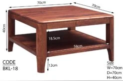Tavolino Da Salotto In Legno Di Sheesham / Palissandro 70x70x40 Noce Oliato BROOKLYN #10 -Massivmoebel24 09 200 655 0010 8