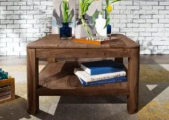 Tavolino Da Salotto In Legno Di Sheesham / Acacia 70x70x45 Smoked Cherry Tinto TORONTO #106 -Massivmoebel24 09 200 665 0007 3