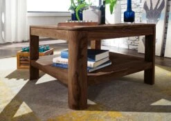 Tavolino Da Salotto In Legno Di Sheesham / Acacia 70x70x45 Smoked Cherry Tinto TORONTO #106 -Massivmoebel24 09 200 665 0007 4