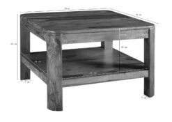 Tavolino Da Salotto In Legno Di Sheesham / Acacia 70x70x45 Smoked Cherry Tinto TORONTO #106 -Massivmoebel24 09 200 665 1006 08