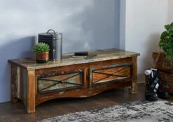 NATURE OF SPIRIT #110 Mobile D'appoggio In Legno Riciclato - Laccato / Multicolore 120x45x40