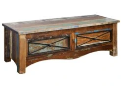 NATURE OF SPIRIT #110 Mobile D'appoggio In Legno Riciclato - Laccato / Multicolore 120x45x40 -Massivmoebel24 09 200 700 0011 9