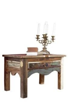 Comodino In Legno Di Legno Riciclato 60x40x40 Multicolore Laccato NATURE OF SPIRIT #44 -Massivmoebel24 09 200 700 5143 9