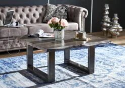 FREEFORM #0317 Tavolino Da Salotto In Legno Di Sheesham - Laccato / Smoked Oak 90x90x45