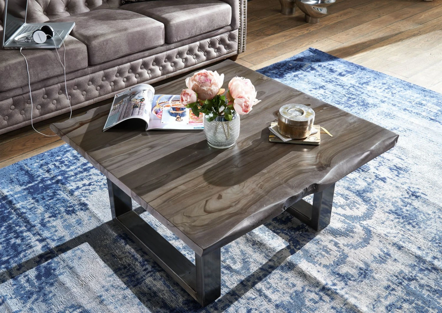 FREEFORM #0317 Tavolino Da Salotto In Legno Di Sheesham - Laccato / Smoked Oak 90x90x45 4 FREEFORM #0317 Tavolino Da Salotto In Legno Di Sheesham - Laccato / Smoked Oak 90x90x45 - immagine 2