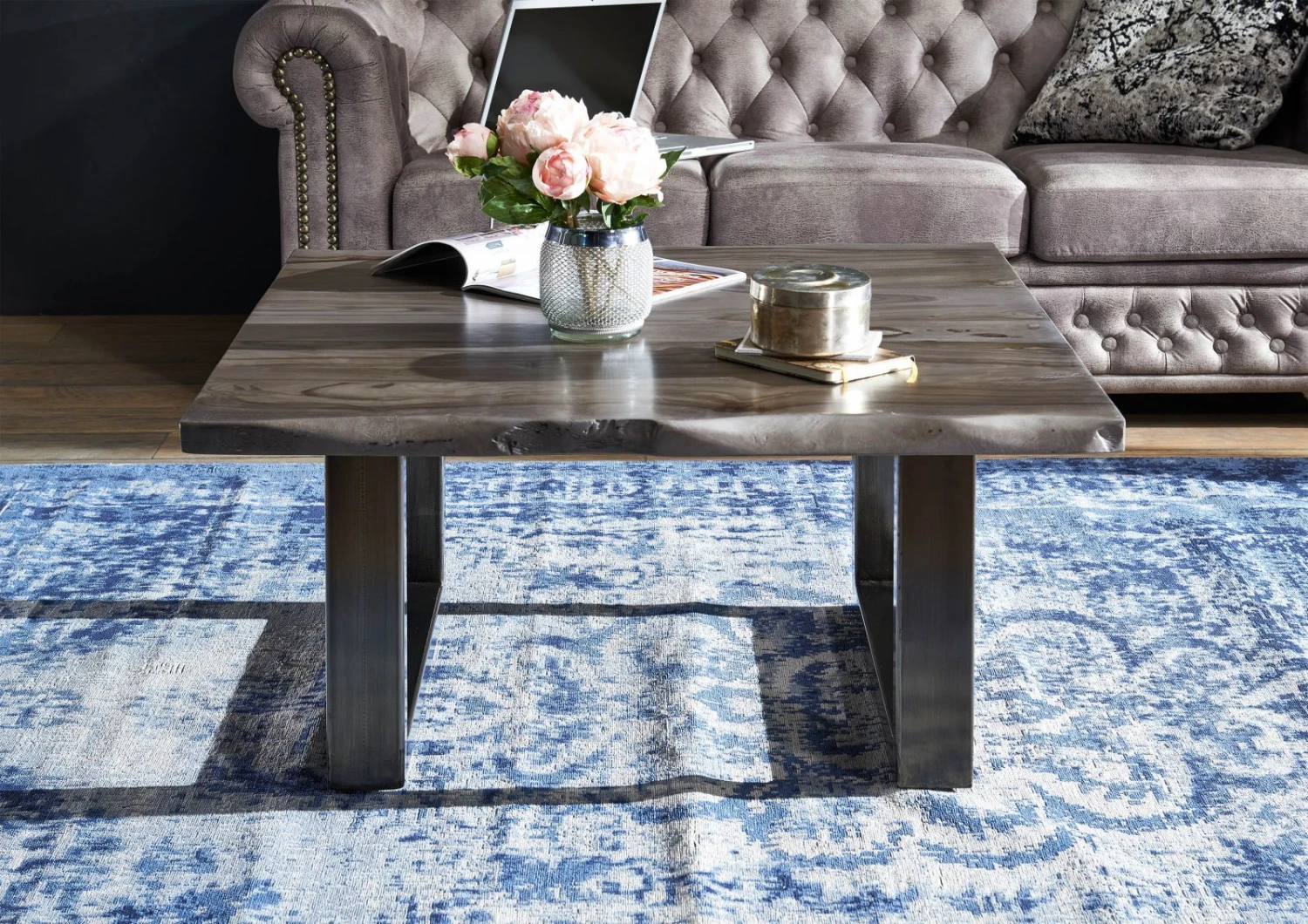 FREEFORM #0317 Tavolino Da Salotto In Legno Di Sheesham - Laccato / Smoked Oak 90x90x45 5 FREEFORM #0317 Tavolino Da Salotto In Legno Di Sheesham - Laccato / Smoked Oak 90x90x45 - immagine 3