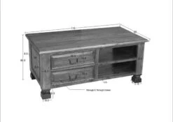 Tavolino Da Salotto In Legno Di Sheesham / Palissandro 115x60x45 Marrone Laccato NEW BOSTON #204 -Massivmoebel24 09 200 740 0142 8