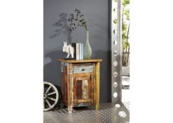 Comodino In Legno Di Legno Riciclato 50x42x70 Multicolore Laccato FABLE #03
