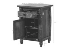 Comodino In Legno Di Legno Riciclato 50x42x70 Multicolore Laccato FABLE #03 -Massivmoebel24 09 200 751 0003 8