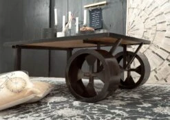 Tavolino Da Salotto In Legno Di Mango 110x80x45 Mango Naturale Laccato RAILWAY #133 -Massivmoebel24 09 200 772 0033 03